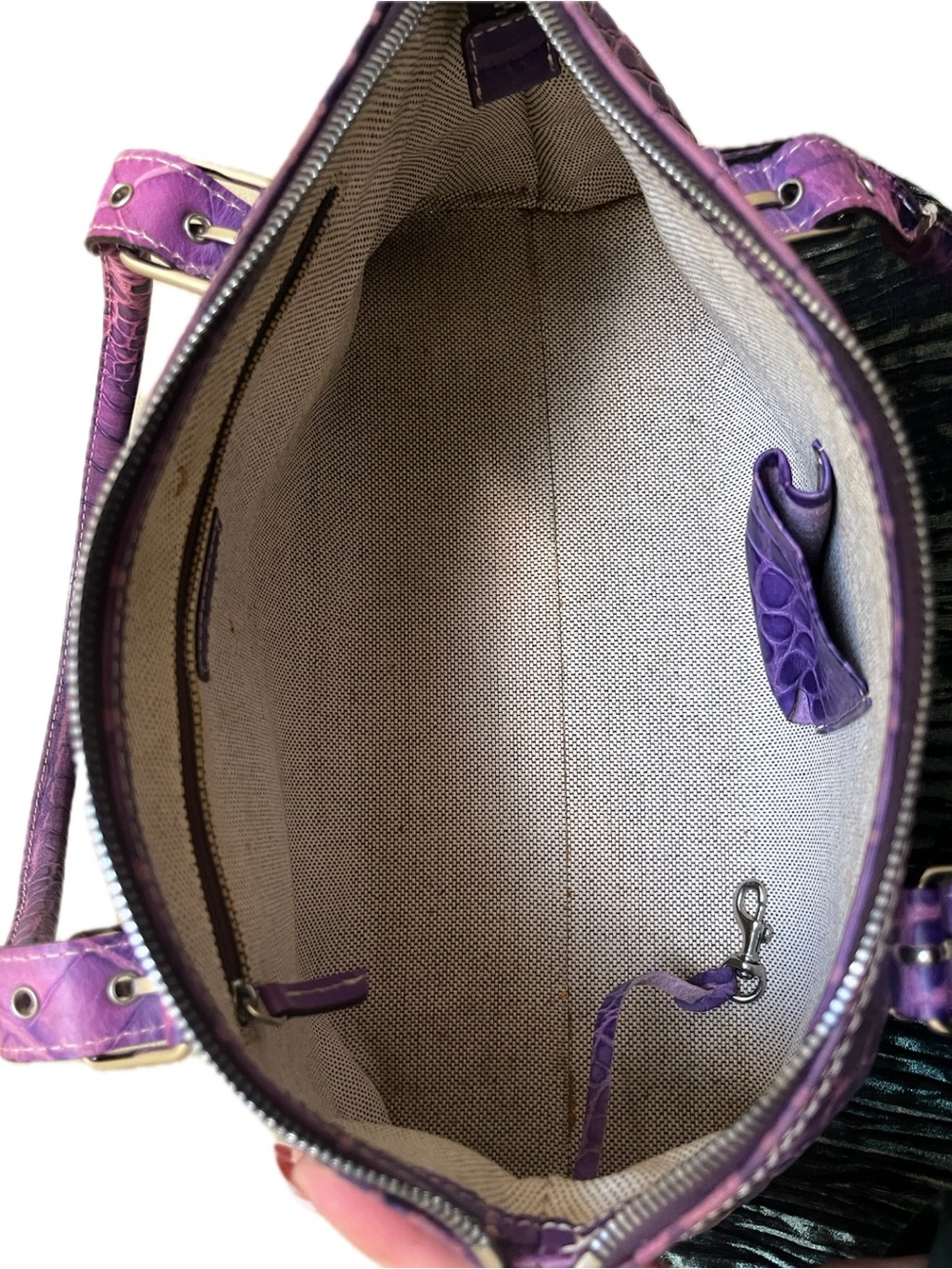 Dooney & Bourke Vintage Purple Nile Collection Crocodile Embossed Satchel - Picture 10 of 13